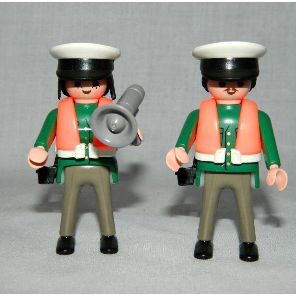 Customs Law Enforcement Playmobil Figures Lot 2 Water Marine 1997 Orange Vests